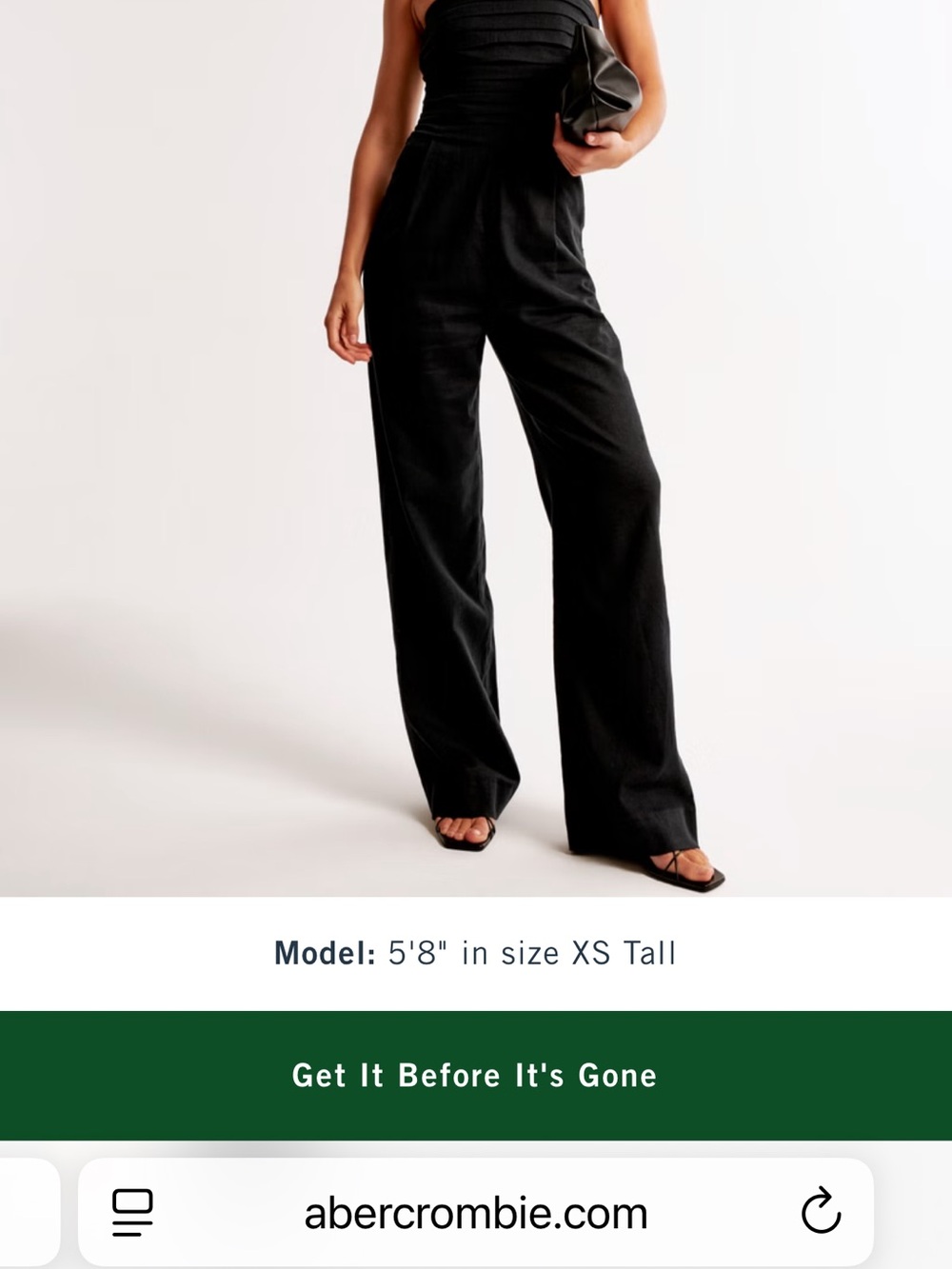 Abercrombie & Fitch Strapless Pleated Bodice Wide-Leg Jumpsuit - Black
